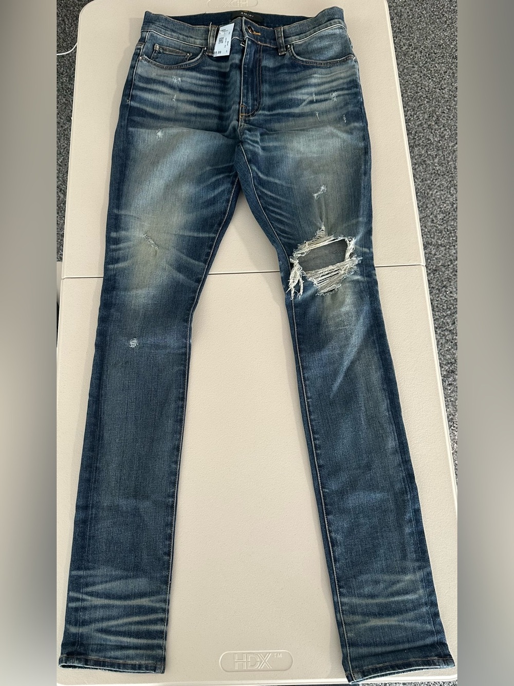 Amiri Men's Distressed Blue Slim Jeans